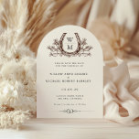 Horseshoe Cactus Western Photo Save the Date  Invitation<br><div class="desc">Horseshoe Cactus Western Country Photo Save the Date Invitation - Brown/Neutral Introducing the Horseshoe Cactus Western Country Boho Wedding Save the Date —an artful blend of rustic charm and modern minimalism. At its heart is a striking custom wedding crest, where a beautifully illustrated horseshoe encircles a desert cactus, symbolising resilience...</div>