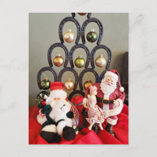 Horseshoe christmas tree Santa Clause photography Postcard