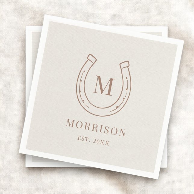 Horseshoe Country Western Monogram Wedding Napkin (Creator Uploaded)