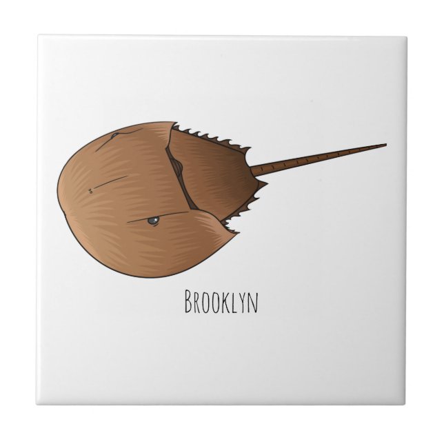 Horseshoe crab cartoon illustration ceramic tile (Front)