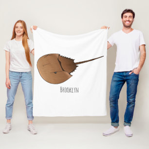 Horseshoe crab cartoon illustration fleece blanket