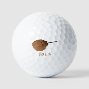 Horseshoe crab cartoon illustration golf balls