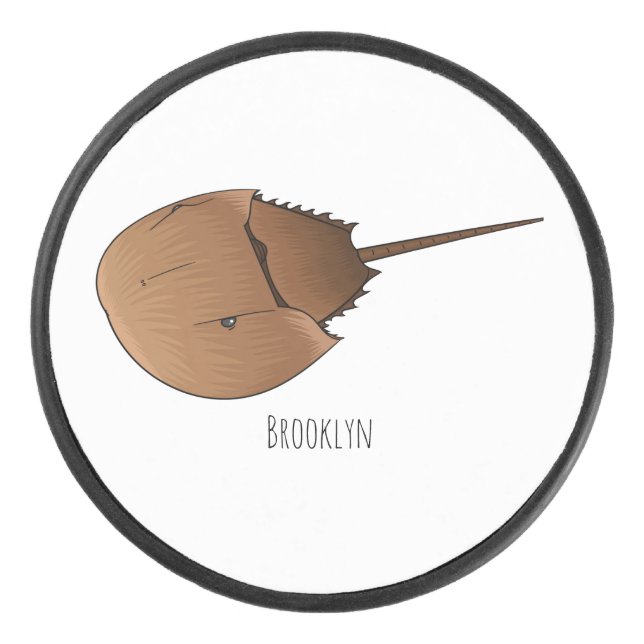 Horseshoe crab cartoon illustration  hockey puck (Front)