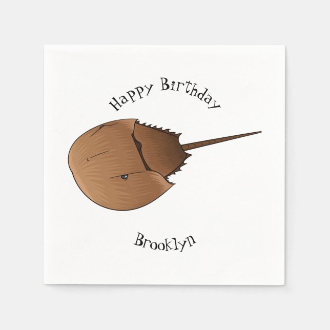 Horseshoe crab cartoon illustration napkin (Front)