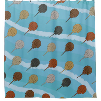 Horseshoe Crab Ocean Waves Shower Curtain
