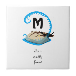 Horseshoe Crab Playing in the Water Monogram Ceramic Tile
