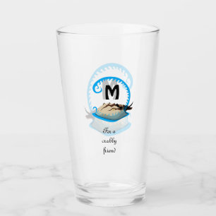 Horseshoe Crab Playing in the Water Monogram Glass