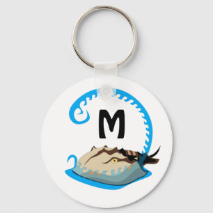 Horseshoe Crab Playing in the Water Monogram Key Ring