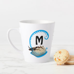 Horseshoe Crab Playing in the Water Monogram Latte Mug