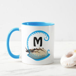 Horseshoe Crab Playing in the Water Monogram Mug