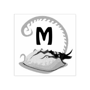 Horseshoe Crab Playing in the Water Monogram Rubber Stamp