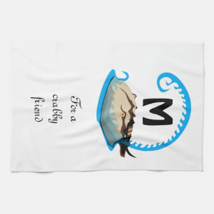 Horseshoe Crab Playing in the Water Monogram Tea Towel