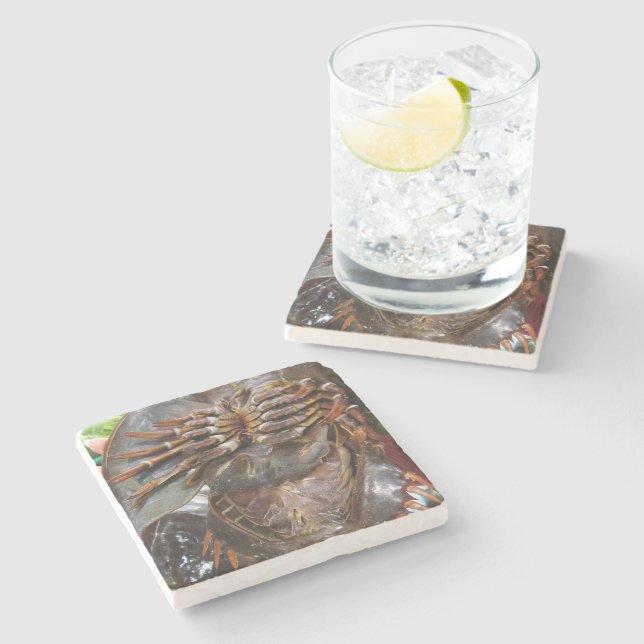 Horseshoe Crab ... Thai Asian Street Food Stone Coaster (Side)