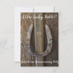 horseshoe design rustic colours a new lucky stable RSVP card