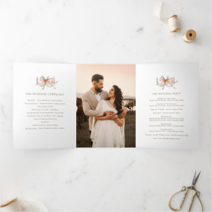 Horseshoe Fall Wedding Program ribbon photo Tri-Fold Programme