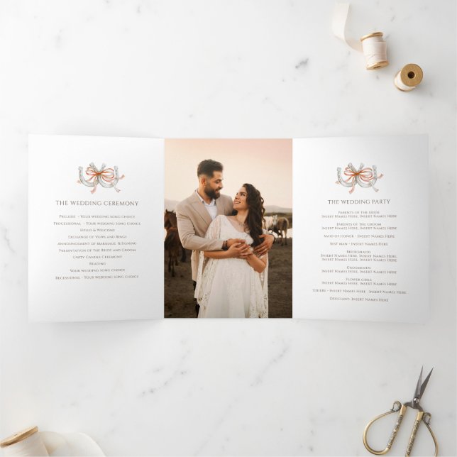 Horseshoe Fall Wedding Program ribbon photo  Tri-Fold Programme (Inside)