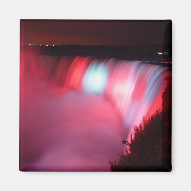 Horseshoe Falls At Niagara Red Blue Lights Magnet (Front)