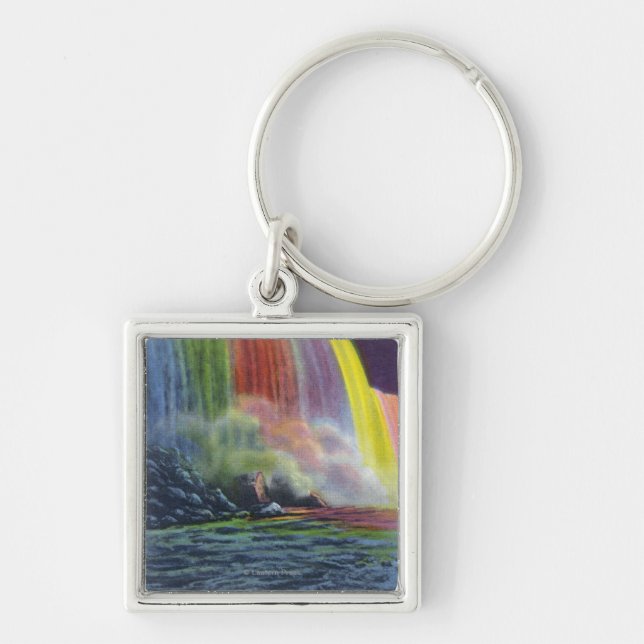 Horseshoe Falls Illuminated at Night Key Ring (Front)