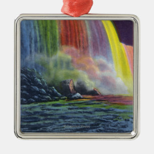 Horseshoe Falls Illuminated at Night Metal Ornament