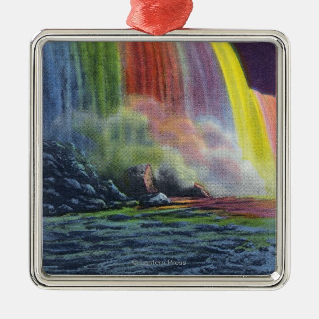 Horseshoe Falls Illuminated at Night Metal Ornament (Front)