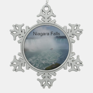 Horseshoe Falls in Niagara Falls Snowflake Pewter Christmas Ornament
