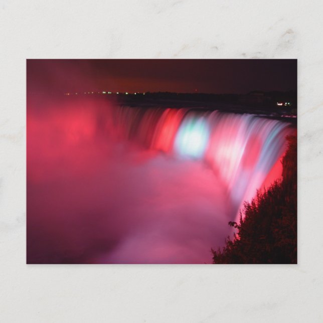 Horseshoe Falls Niagara Red Blue Lights Postcard (Front)