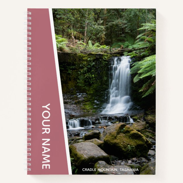 Horseshoe Falls Rainforest Waterfall, Rose Gold Notebook (Front)
