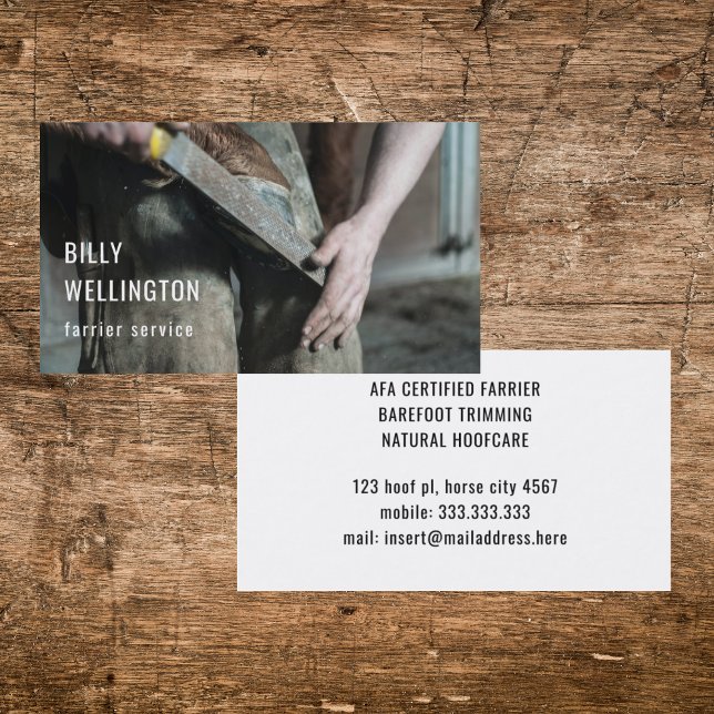 Horseshoe Farrier Modern Equine Business Photo  Card (Creator Uploaded)