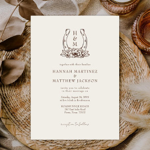 Horseshoe & Floral Western Country Boho Wedding Invitation