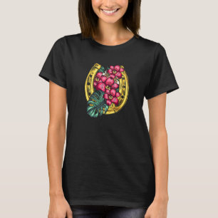 Horseshoe Flower Lucky Equestrian Sport Horses Fan T-Shirt
