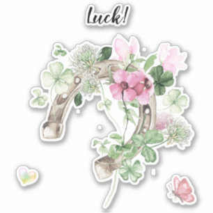  Horseshoe & Flowers Sticker