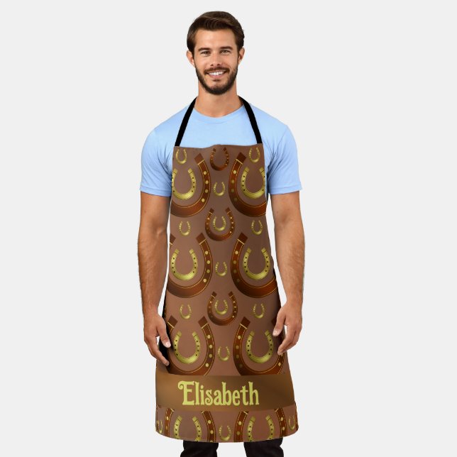 horseshoe, gold brown pattern  apron (Worn)