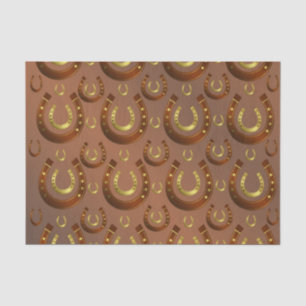 horseshoe, gold brown pattern tissue paper
