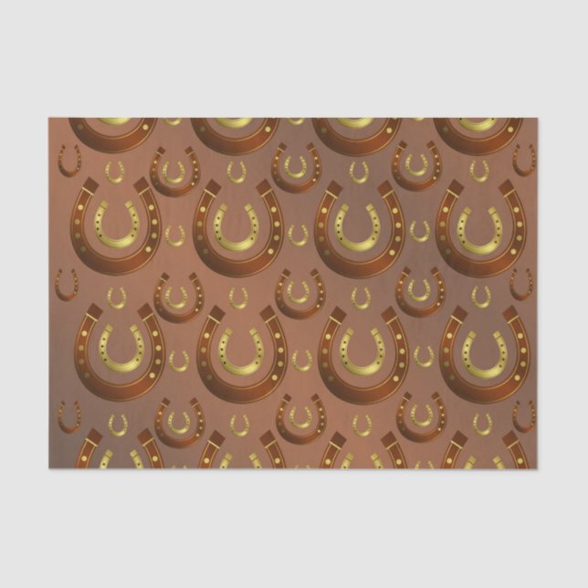 horseshoe, gold brown pattern tissue paper (Front)