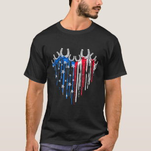 Horseshoe Heart American Flag Independence Day T-Shirt