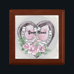 Horseshoe Hearts  wedding  Gift Box<br><div class="desc">Horseshoe Hearts wedding gift box, t-shirt, Wedding apparel, Wedding t-shirts, Wedding gifts by ArtMuvz Illustration. Matching Customisable Wedding bridal shower, reception, rehearsal dinner apparel.Features a watercolor heart with roses and two horseshoes tied together with ribbon. Celebrate your love in style with our wedding designs, Perfect for the bride, groom, wedding...</div>