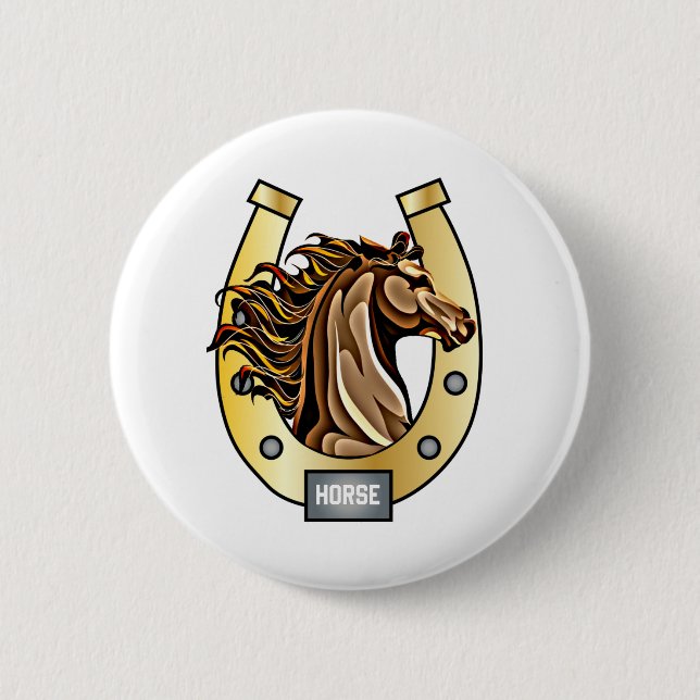 Horseshoe Horse Shoe 6 Cm Round Badge (Front)