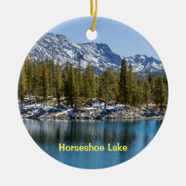 Horseshoe Lake, Mammoth Lakes, CA Ceramic Tree Decoration (Front)