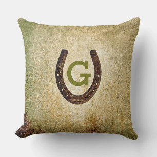 Horseshoe Monogram Initial to Personalize Cushion