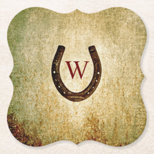 Horseshoe Monogrammed Paper Coaster
