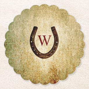 Horseshoe Monogrammed Paper Coaster