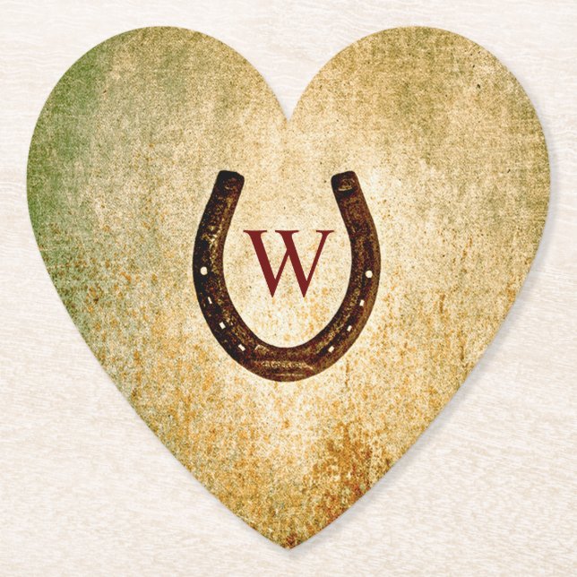 Horseshoe Monogrammed Paper Coaster (Front)