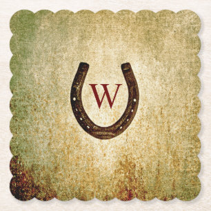 Horseshoe Monogrammed Paper Coaster