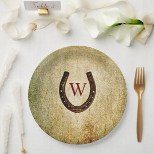 Horseshoe Monogrammed Paper Plates