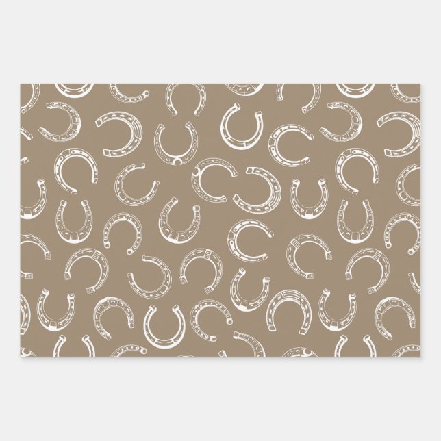 Horseshoe, Paisley, Wood Wrapping Paper Sheets (Front)