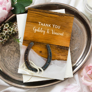 Horseshoe Pearls Country Barn Wedding Thank You Card