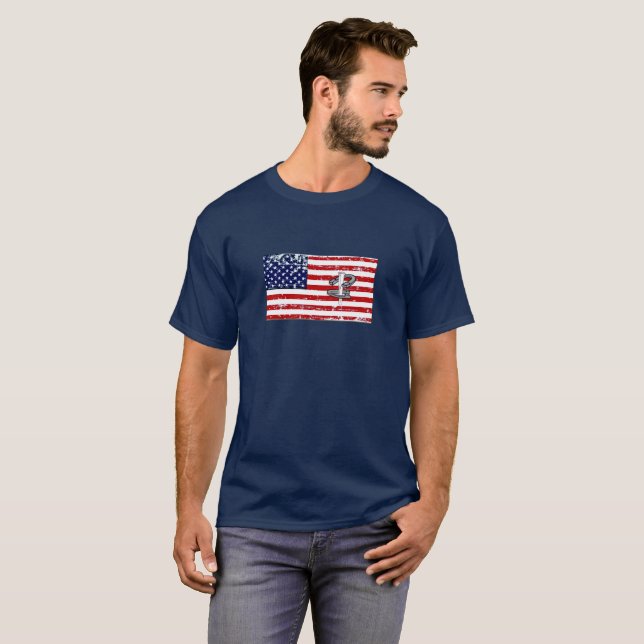 HorseShoe Pitching Basic Dark T-Shirt USA (Front Full)