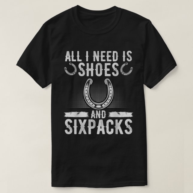 Horseshoe Pitching Tournament Shoes And Sixpacks T T-Shirt (Design Front)
