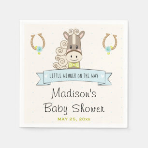 Horseshoe Rose Derby Horse Boy Bowtie Baby Shower Napkin