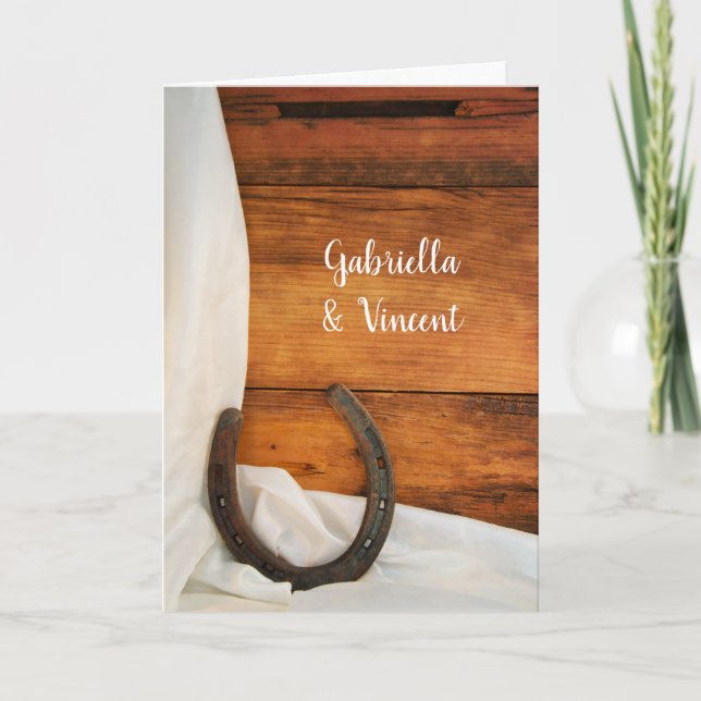 Horseshoe Satin Country Barn Wedding Invitation (Front)